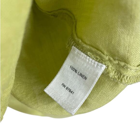 J. Jill Love Linen Button Front Shirt Long Sleeves Pockets Chartreuse Sz Medium - Picture 12 of 12